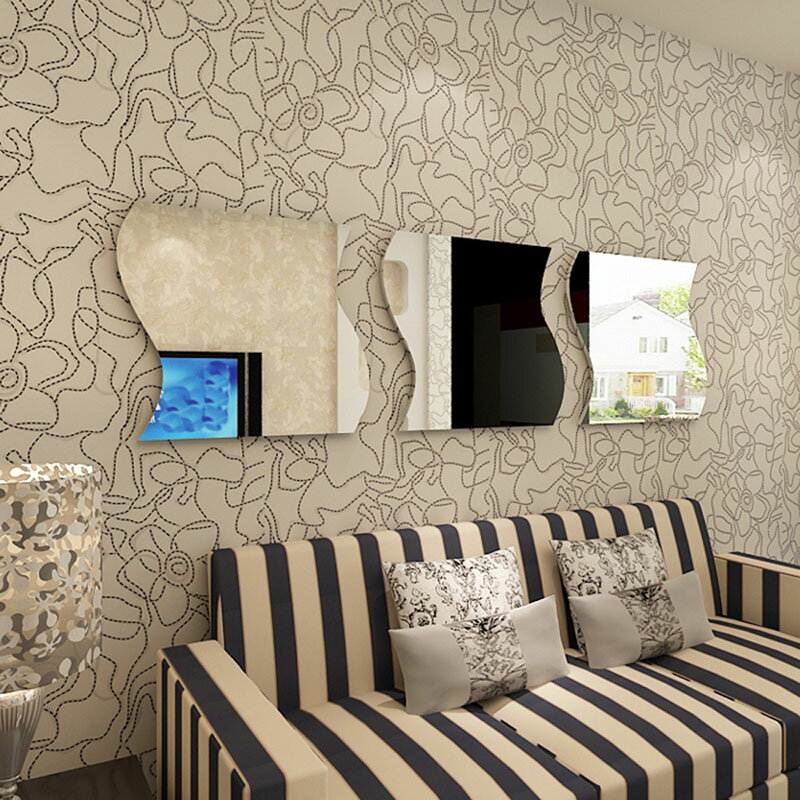 「4枚セット」割れない鏡 貼る鏡 ミラーシール アクリル製 壁貼りシール インテリア 鏡貼 貼るだけ 簡..