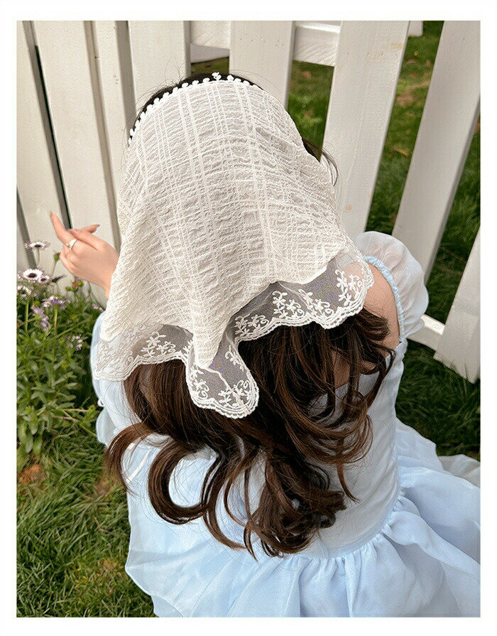 バブーシュカ レース ヘアバンド 三角巾 スカーフ かわいい レディース ターバン バンダナ カチューシャ