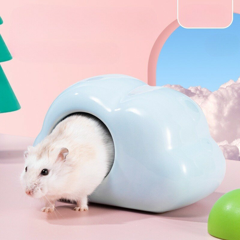 セラミックハウス 小動物用品 ハムスター用 ペットグッズ 雲型 くも コンパクト ひんやり クール 冷却 夏 暑さ対策 寝床 隠れ家 単色 シンプル おしゃれ かわいい ピンク ブルー