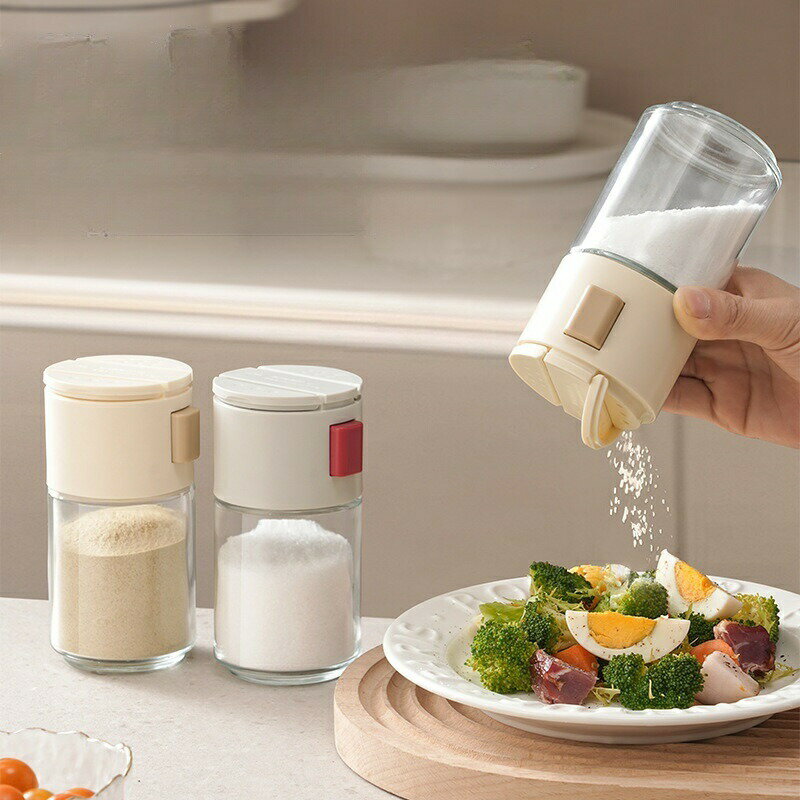 キッチン定量塩入れ、プッシュ式スプリンクラーボトル、ガラス調味料入れセット、バーベキュー専用シー..