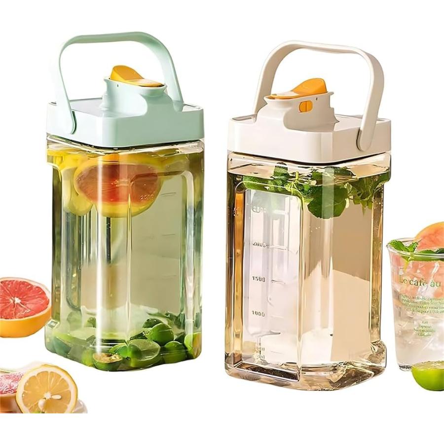 麦茶ポット 耐熱 蓋付き 洗いやすい 横置き 食洗機対応 ウォーターボトル 冷蔵庫 かわいい ピッチャー ..