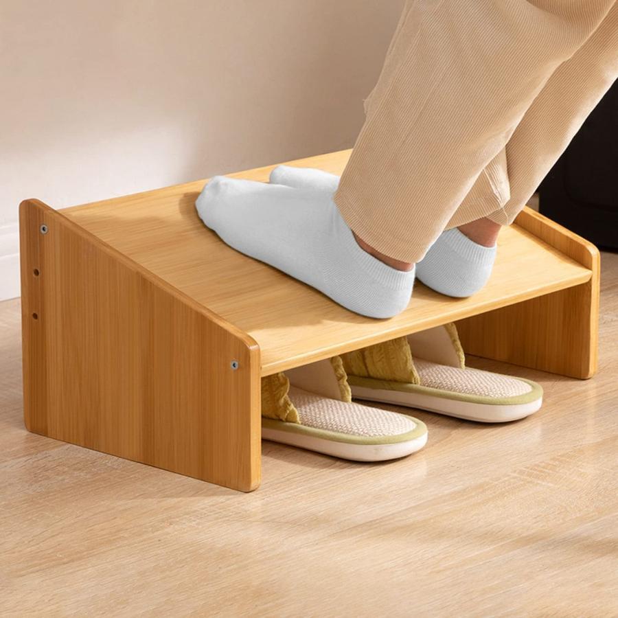 フットレスト 踏み台 デスク下フットレスト 竹製 ベベル設計 足置き 3段角度?高さ調整可能 脚の疲れむ..