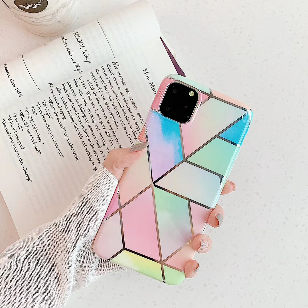 樂天商城 - iPhone11 スマホケース 背面ケース 幾何学模様 大理石 水彩 ラメ メタリックライン おしゃれ かわいい ソフトケース カラフル