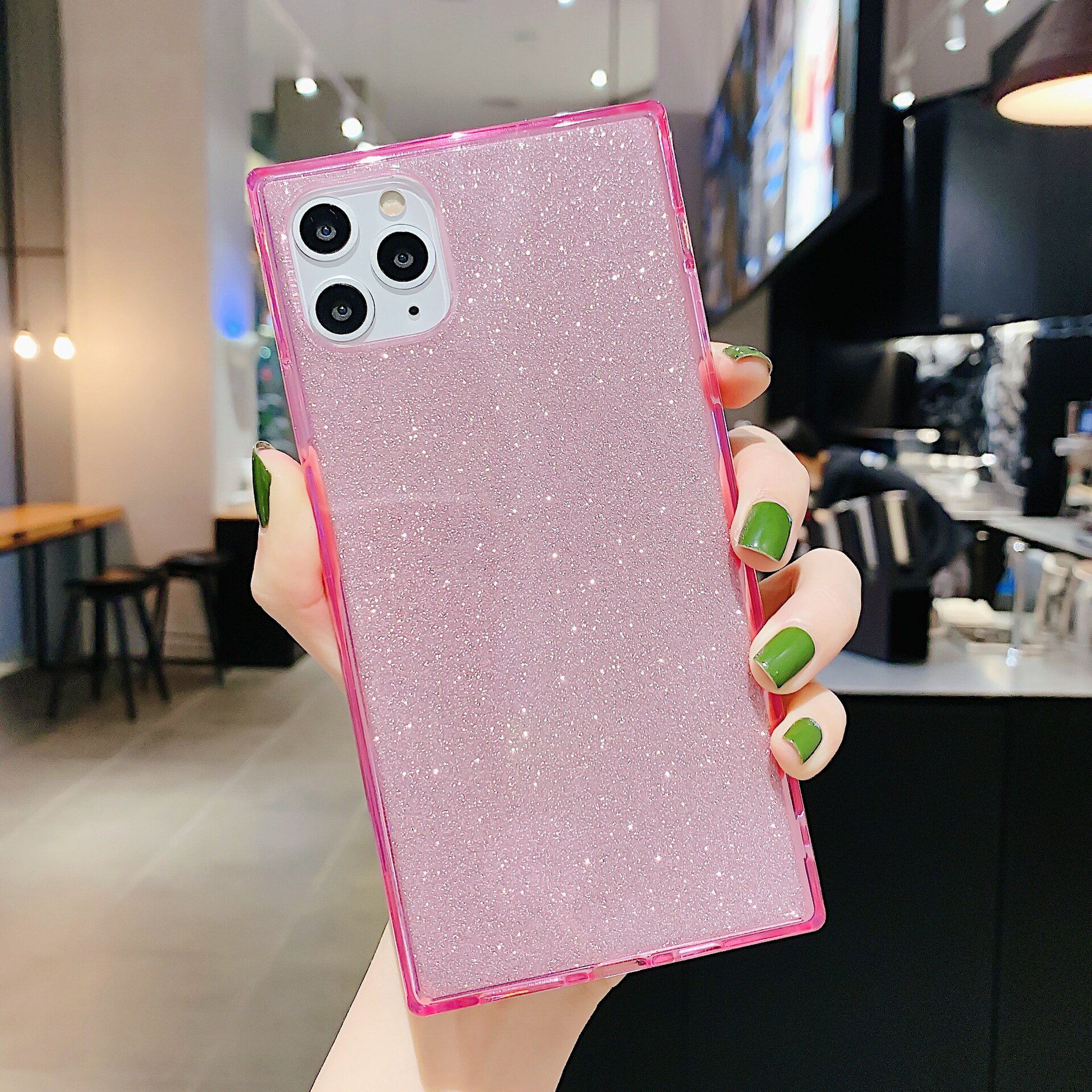 樂天商城 - iPhone12 iPhone12Pro 背面ケース ケース カバー 蛍光 グリッター ライト スクエア シンプル クリア キャンディーカラー 可愛い おしゃれ スマート
