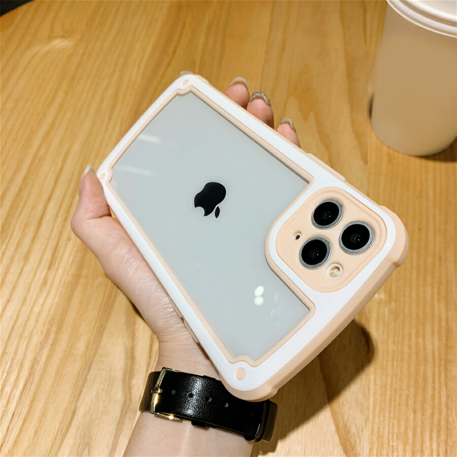 樂天商城 - iPhone12Pro 背面ケース ケース カバー 耐衝撃 TPU ハイブリッド アーマー 保護 ハード 透明 クリア パステルカラー 可愛い シンプル おしゃれ
