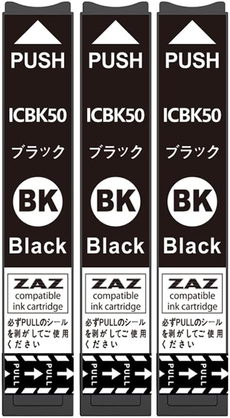 樂天商城 - ICBK50 ブラック 3本 互換インクカートリッジ 3個 ZAZ ICチップ付き 残量表示可能 インクタンク 黒3本セット 3個セット