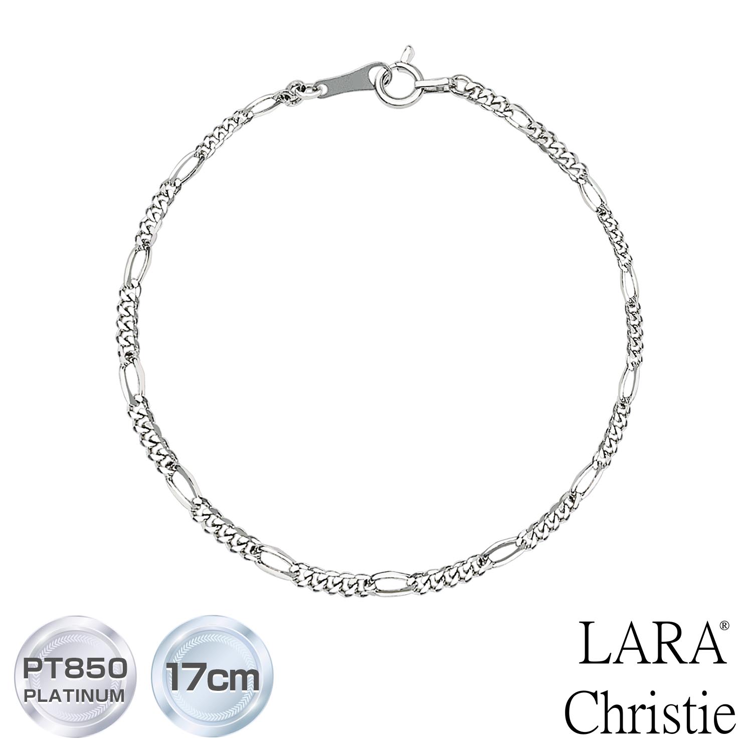 ブレスレット チェーン レディース メンズ プラチナ PT850 フィガロチェーン 幅2.0mm 17cm lb97-0013-pt-17 LARA Chris...