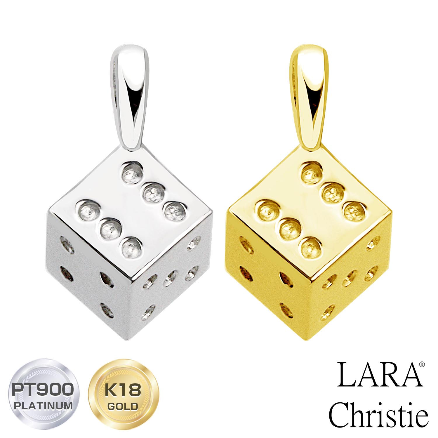 ペンダントトップ レディース メンズ PT900 プラチナ 18金 K18 サイコロ lp56-0033 LARA Christie ララクリスティー 誕生日プレゼント