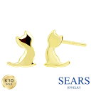 ピアス レディース K10 スタッドピアス ネコ 猫 10金 スタッド ゴールド シアーズ(sears) 女性 誕生日プレゼント