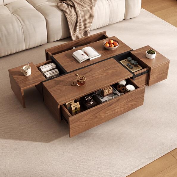 センターテーブル ローテーブル リビングテーブル 収納 引き出し テーブル 食事テーブル ウォールナット 幅120cm 落ち着き ワントーン 突板 高級感 おし...