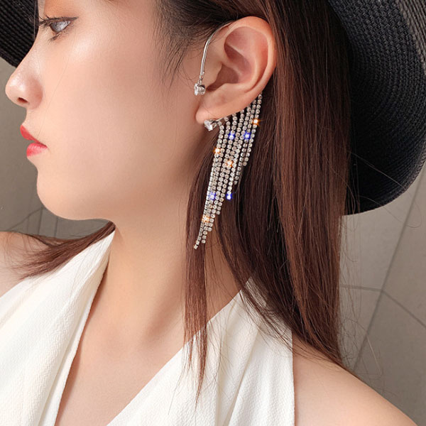 【片耳用/1個】【穴あけ不要】ラインストーン レディース イヤーカフ イヤークリップ フェイクピアス レディース 穴あけ不要 挟む はさむ ノンホールピアス ノ...