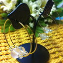 【300円均一】天然石 ローズクォーツ8mm玉&水晶ビーズ リングピアス(4)