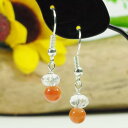 【300円均一】オレンジアベンチュリン6mm玉&水晶ビーズピアス 金属アレルギー対応 【チタンピアス&イヤリングへの無料変更♪】