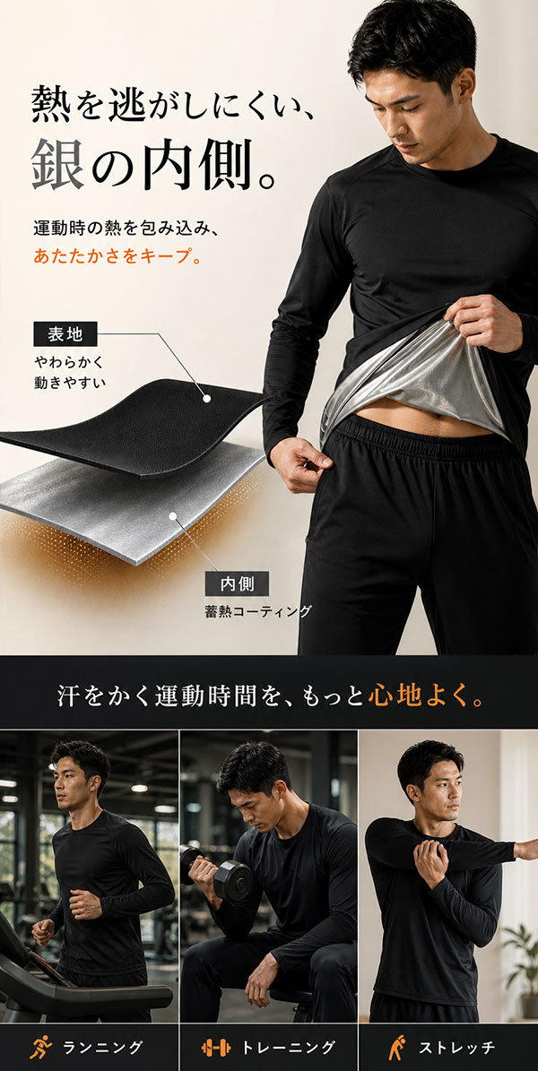 【単品・メンズ長袖シャツ】サウナスーツ メンズ 長袖 発汗ウェア フルジップ トレーニングウェア ストレッチ 軽量 保温 防風 ランニング ウォーキング 筋トレ 洗える 大きいサイズ M～5XL ブラック 送料無料 zdw-10021154 ZDW SHOPPING サンプル画像3