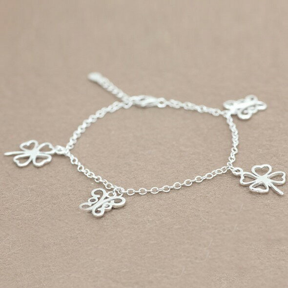 Platinum - フラウー&蝶々 シルバーブレスレット【シルバー ブレスレット シルバ- ブレス ブレスレッド SILVER Bracelet】