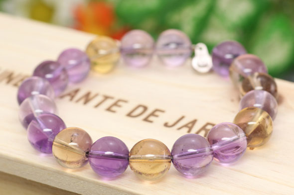 アメトリンAAA 12mm玉カット ブレスレット 【一点もの】 【送料無料】【天然石】【オーダーメイド】【パワーストーン】