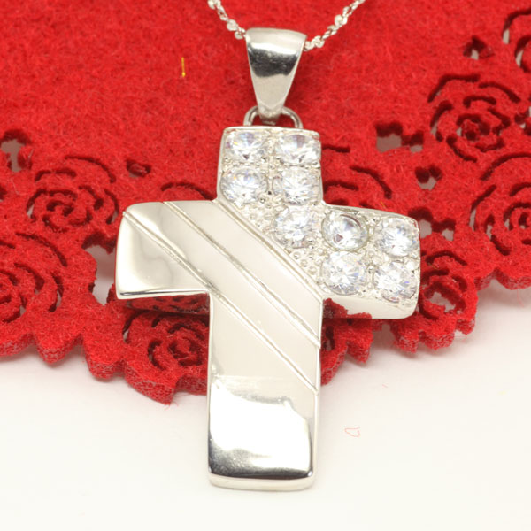 Other - 十字架・ジルコニア・シルバーペンダント【シルバー ペンダント 首飾り SILVER Necklace】【ネコポス便送料無料】【シルバー925チェーン付き】