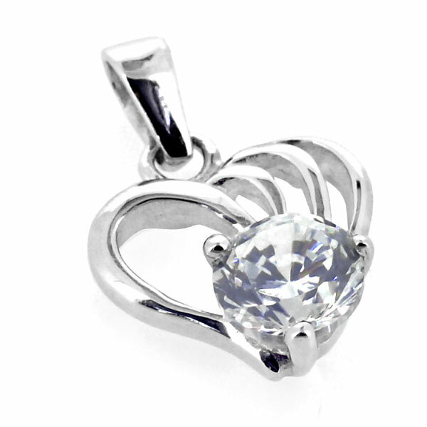 Rakuten - ハート・ジルコニア・シルバーペンダント【シルバー ペンダント 首飾り SILVER Necklace】【ネコポス便送料無料】【シルバー925チェーン付き】