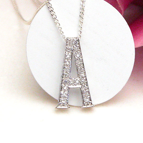 英文字・ジルコニア・シルバーペンダント【シルバー ペンダント 首飾り SILVER Necklace】【メール便送料無料】【シルバー925チェーン付き】(4.0)