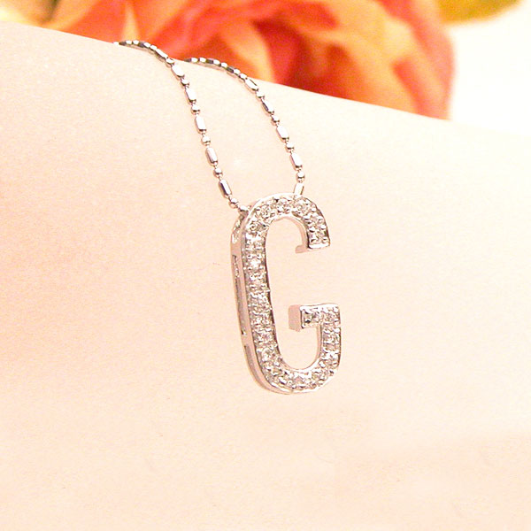 Rakuten - 英文字・ジルコニア・シルバーペンダント【シルバー ペンダント 首飾り SILVER Necklace】【メール便送料無料】【シルバー925チェーン付き】