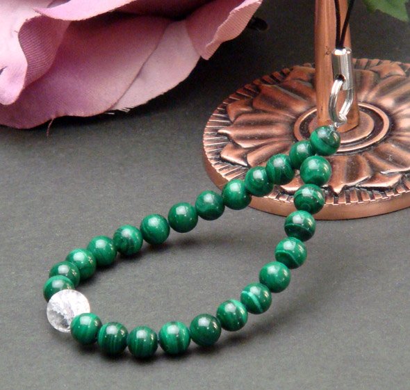 マラカイト・孔雀石【パワーストーン・オーダーメイド携帯ストラップ 】