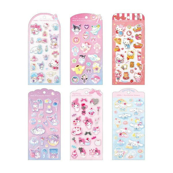 【予約：2026年1月】サンリオキャラクターズ ジュエルマシュマロステッカーズ うるちゅる ボンボンドロップシール ぶくぶくシール 3Dシール ボンボンシール デコシール シール手帳 キティクロミ シナモロール ポチャッコ ポムポムプリン 宝石 ジュエル マシュマロシール
