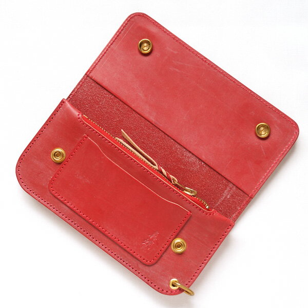 革蛸 革蛸謹製 トラッカーウォレット TYPE-G 紅月 ファスナー逆向き 革