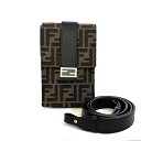フェンディ FENDI ズッカ ショルダーフォンケース 7AR871 カーキ ダークブラウン キャンバス レザー 中古Aランク ショルダーバッグ ミニバッグ ス...