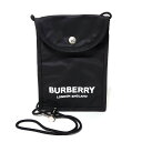 バーバリー BURBERRY ロゴプリント ポシェット フォンケース ー ブラック ナイロン 中古ABランク スマホポーチ サコッシュ ショルダーバッグ レディ...