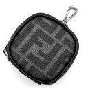 フェンディ FENDI ズッカ ミニポーチ イヤホンケース 7AS121 ブラック キャンバス 中古Aランク バッグチャーム キーホルダ 小物入れ レディース ...