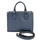 ルイ・ヴィトン LOUIS VUITTON モノグラムアンプラント オンザゴーPM M58956 メタリックブルー レザー 中古ABランク ハンドバッグ ショル...