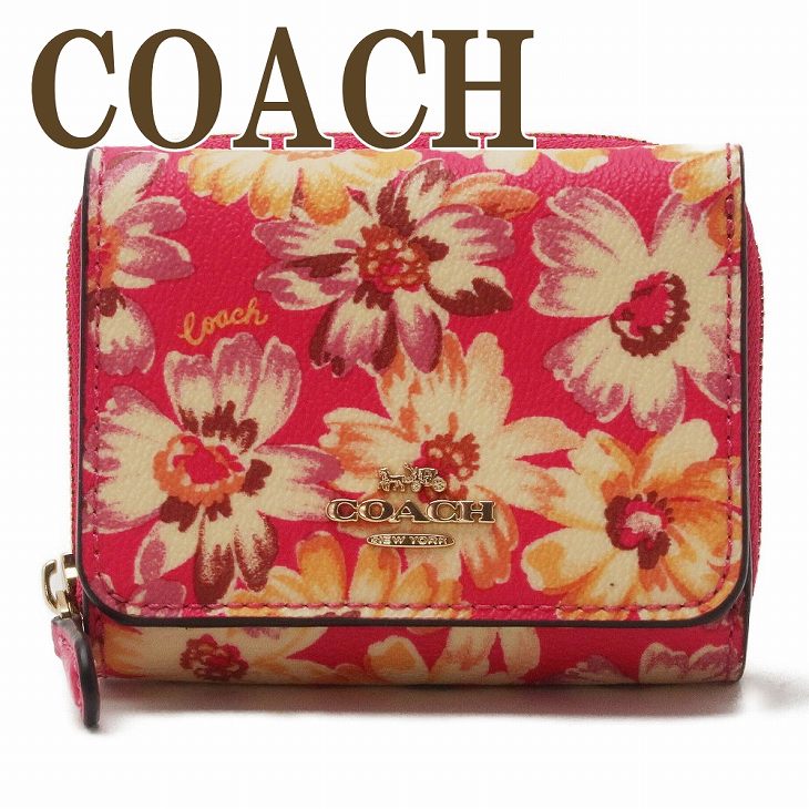 コーチ COACH 財布 レディース 三つ折り財布 フローラル 花 ピンク 3509IMPMC ブランド 人気