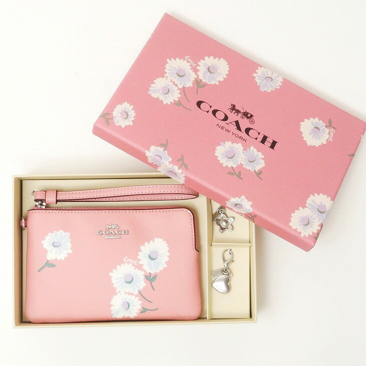 コーチ COACH ポーチ 財布 ハンドポーチ リストレット 限定ギフトセット ピンク 花...