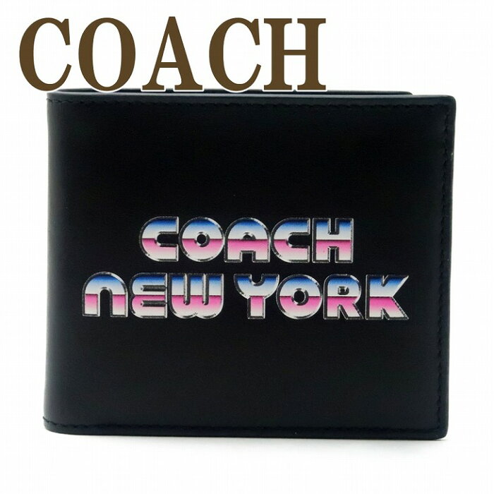 コーチ COACH メンズ 二つ折り財布 カードケース ブラック黒 ロゴ C3412QBBK ブランド 人気