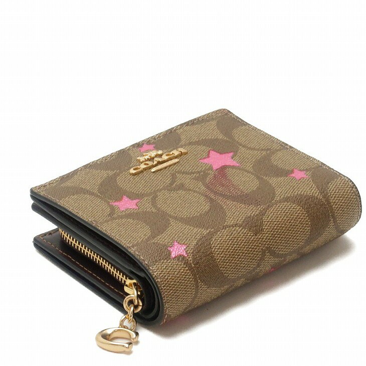 コーチ COACH 財布 レディース 二つ折り財布 ピンク 星 スター C7295IME7V ブラン...