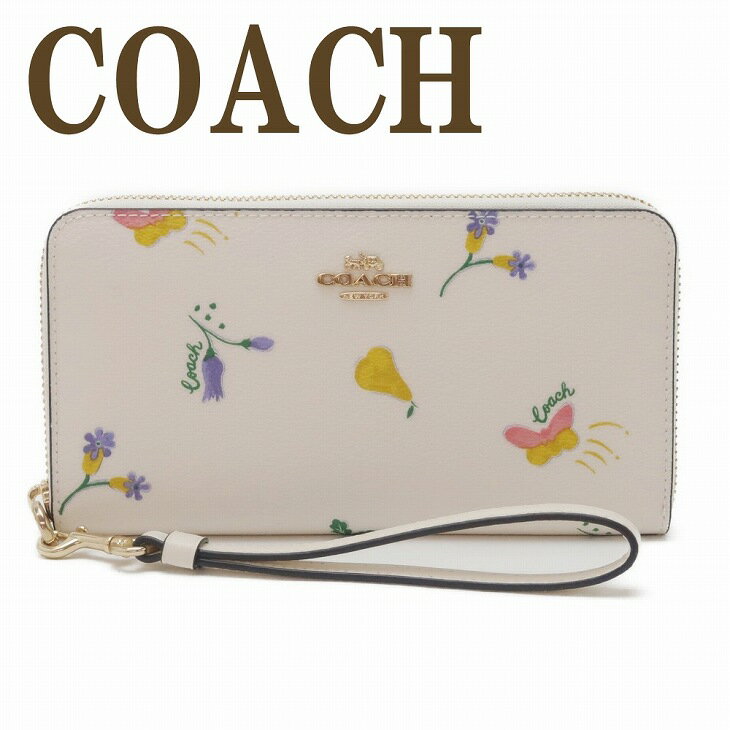 コーチ COACH 財布 レディース 長財布 ストラップ ラウンドファスナー 花 蝶 フルーツ C8336IMCAH ブランド 人気