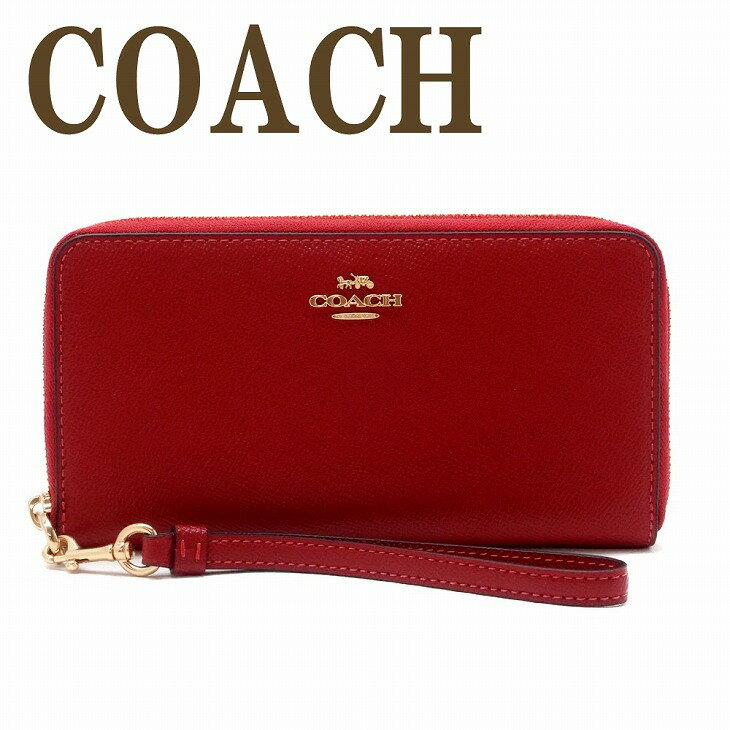 コーチ COACH 財布 レディース 長財布 ストラップ ラウンドファスナー レッド ロゴ C3441IMF8Q ブランド 人気