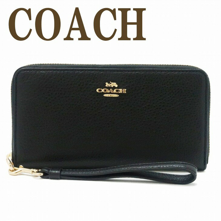 コーチ COACH 財布 レディース 長財布 ストラップ ラウンドファスナー ブラック 黒 ロゴ C4451IMBLK ブランド 人気