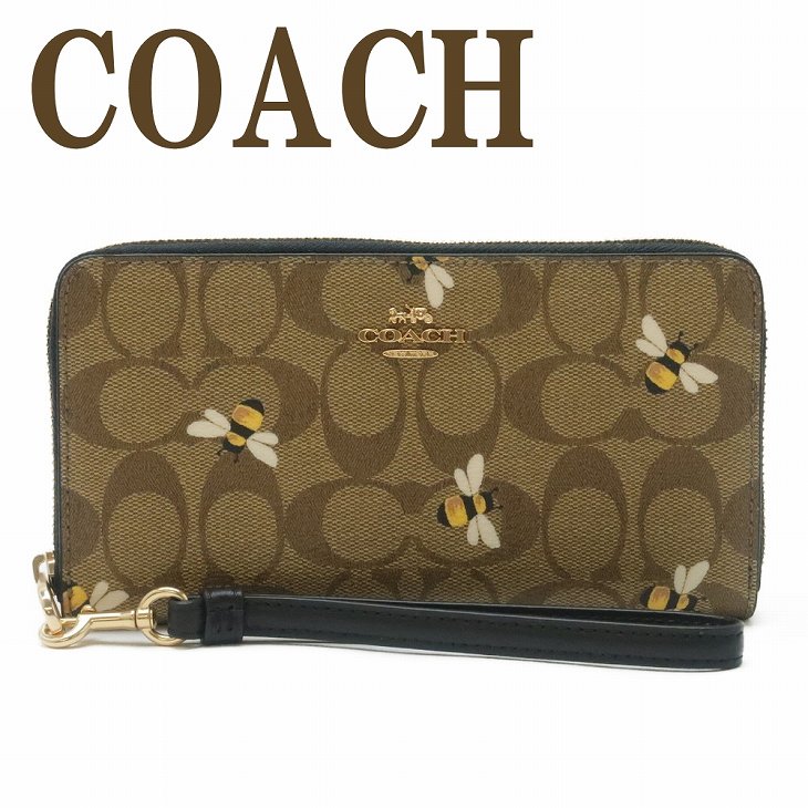 コーチ COACH 財布 レディース 長財布 ストラップ ラウンドファスナー Bee はち C8675IME7V ブランド 人気