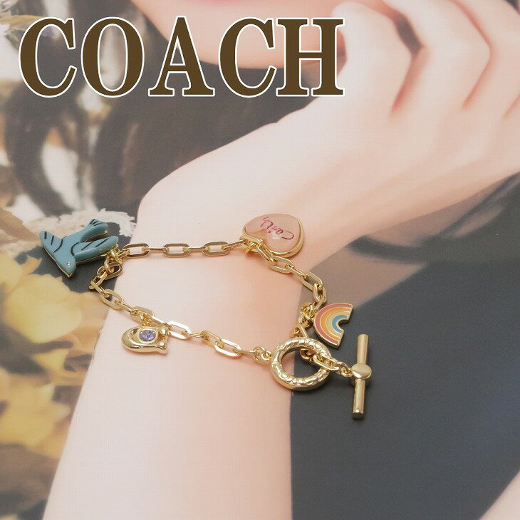 コーチ COACH ブレスレット レディース アクセサリー チェーン バングル ハート ピンク 虹 レインボー 小鳥 バード ロゴ C9465GOL 【ネコポス】 ブランド 人気