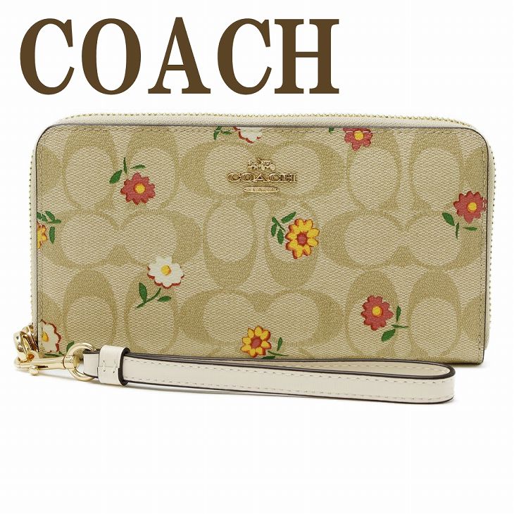 コーチ COACH 財布 レディース 長財布 花 ストラップ ラウンドファスナー ピンク CH360IMOT4 ブランド 人気