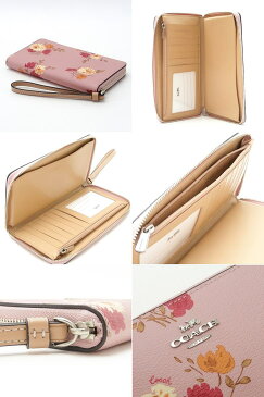 コーチ COACH 財布 レディース 長財布 花柄 ピンク ラウンドファスナー iPhoneケース 73333SVOU7 ブランド 人気