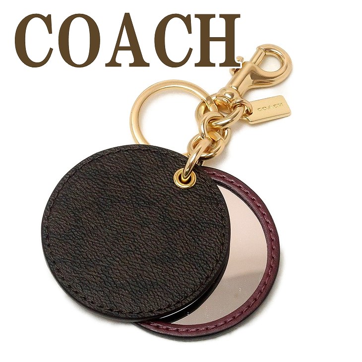 コーチ COACH キーホルダー レディース キーリング 手鏡 鏡 ミラー バッグチャーム レザー シグネチャー 77961GDLI0 【ネコポス】 ブランド 人気