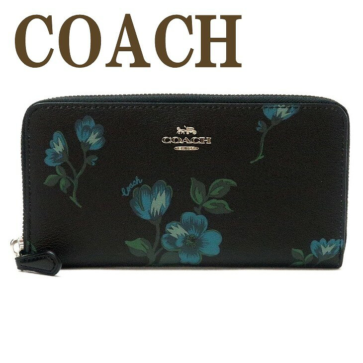 コーチ COACH 財布 レディース 長財布 花柄 ラウンドファスナー ブラック黒 87715SVPGX ブランド 人気