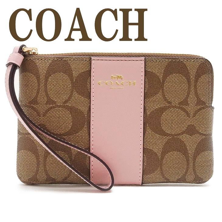 コーチ COACH ポーチ ハンドポーチ リストレット クラッチ 財布 ハンドバッグ レディース シグネチャー ピンク 58035IMPWD 【ネコポス】 ブランド 人気