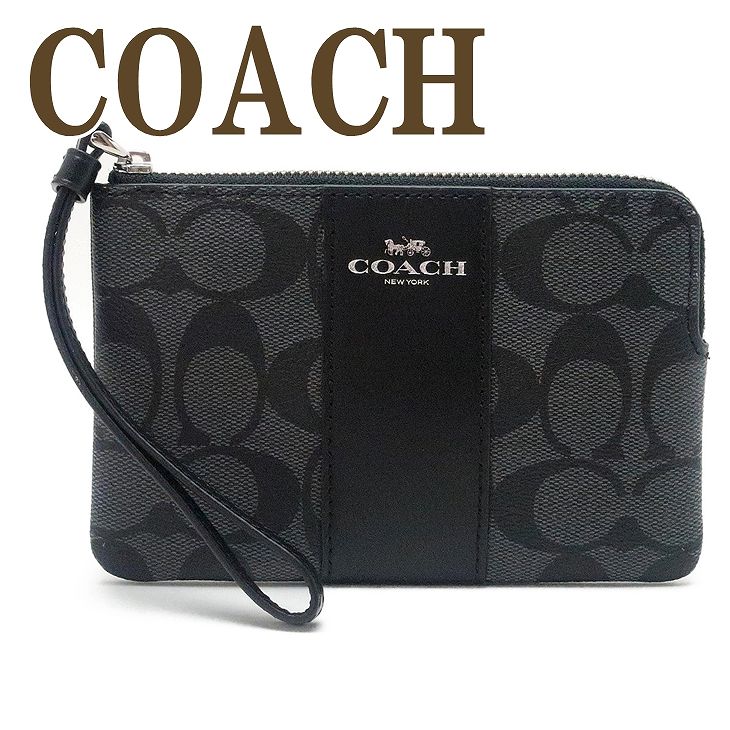 コーチ COACH ポーチ ハンドポーチ リストレット クラッチ 財布 ハンドバッグ レディース シグネチャー レザー ブラック 黒 58035SVDK6 【ネコポス】 ブランド 人気