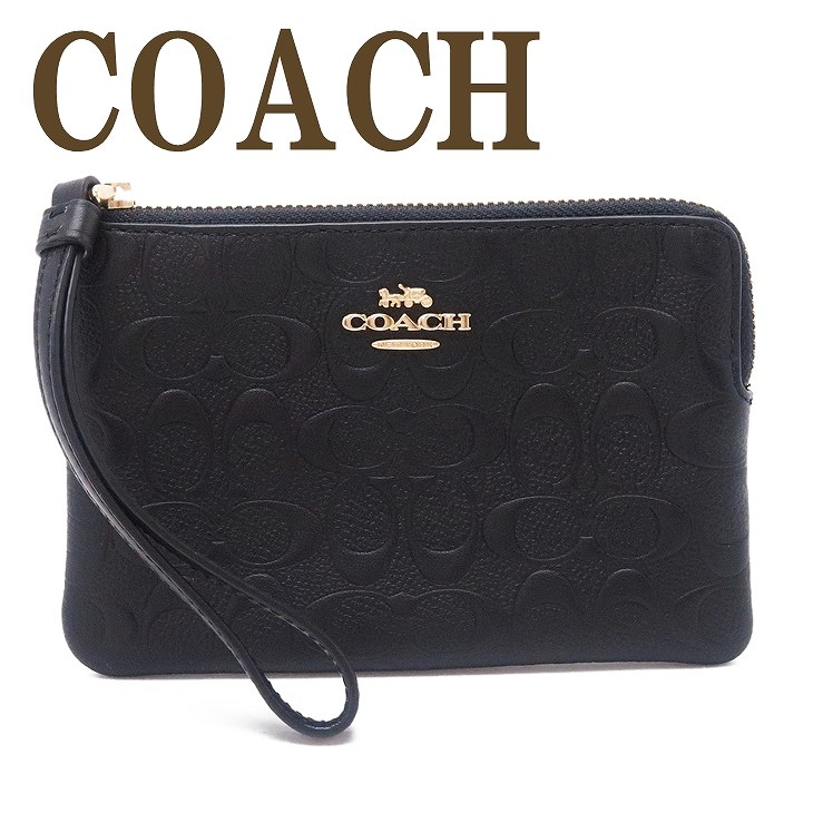 コーチ COACH ポーチ ハンドポーチ リストレット クラッチ 財布 ハンドバッグ レディース シグネチャー ブラック黒 67555IMBLK 【ネコポス】 ブランド 人気