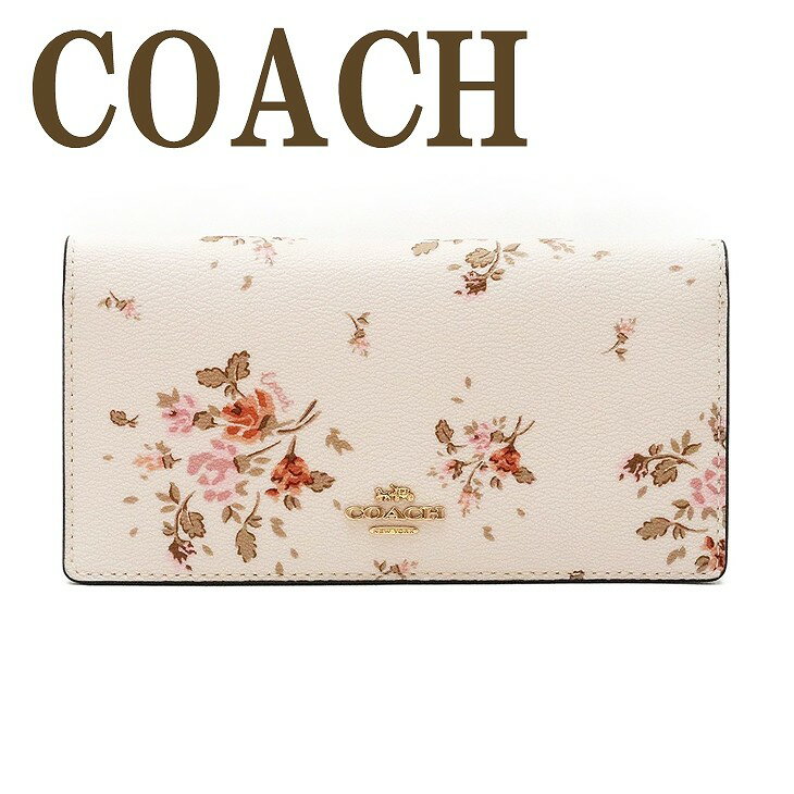 コーチ COACH 財布 レディース 長財布 二つ折り カードケース 花柄 ピンク レザー 91746IMCAH ブランド 人気