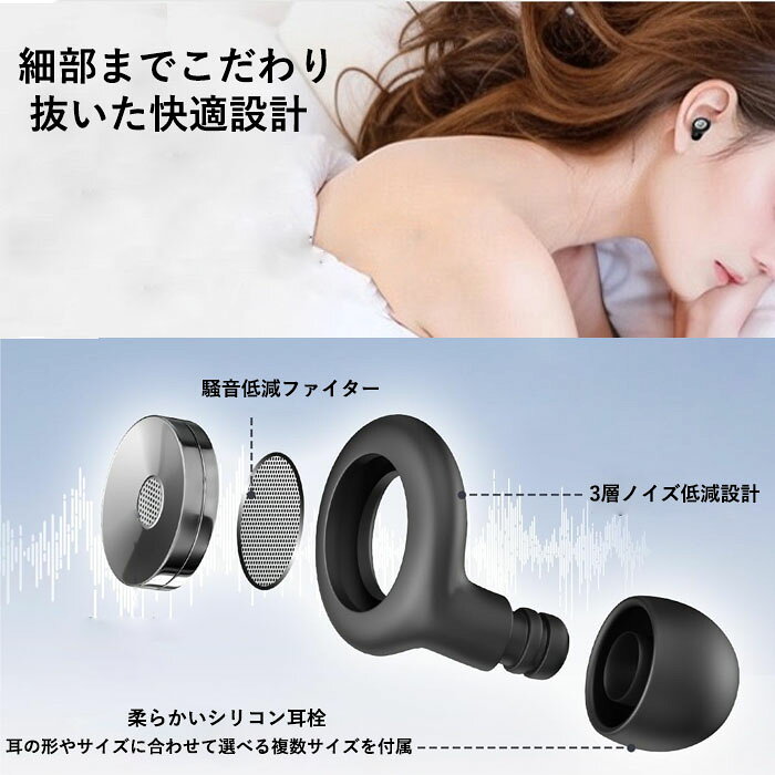 耳栓 睡眠用 シリコン 安眠 遮音 イヤーチップ4サイズ付き 洗える収納ケース付き いびき対策 騒音防止 快眠 携帯便利 男女兼用 耳栓 防音 軽量 安眠 飛行機 勉強 高遮音設計 丸洗いOK 遮音 みみせんノイズキャンセリング 用イヤホン 旅行 機内用 いびきだけ聞こえない zekei-10000793 ゼケ 楽天市場店 サンプル画像3
