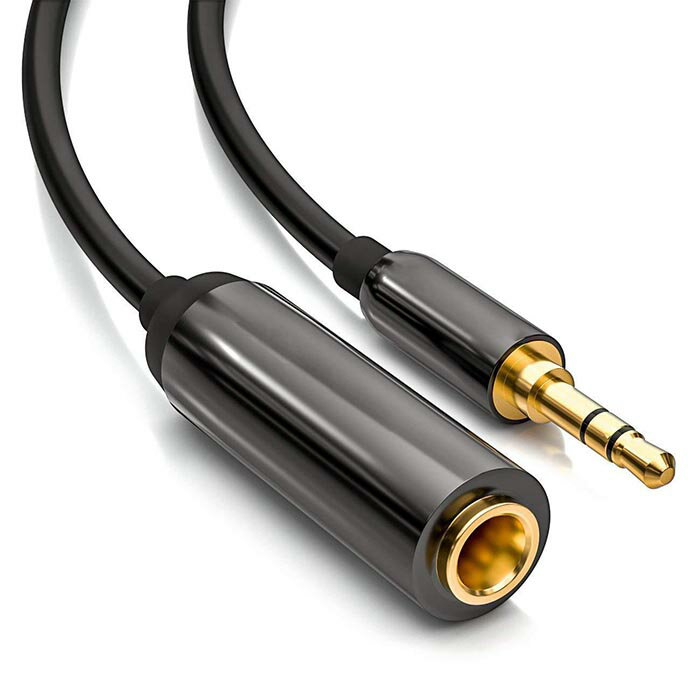 【送料無料】ステレオオーディオ延長ケーブル ナイロン編 ステレオ標準プラグ 6.35mmメス 　3.5mmオス オーディオ変換ケーブル 1メトール